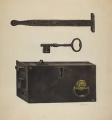 Lock, Key, Hinge, c. 1938. Creator: Charles Bowman