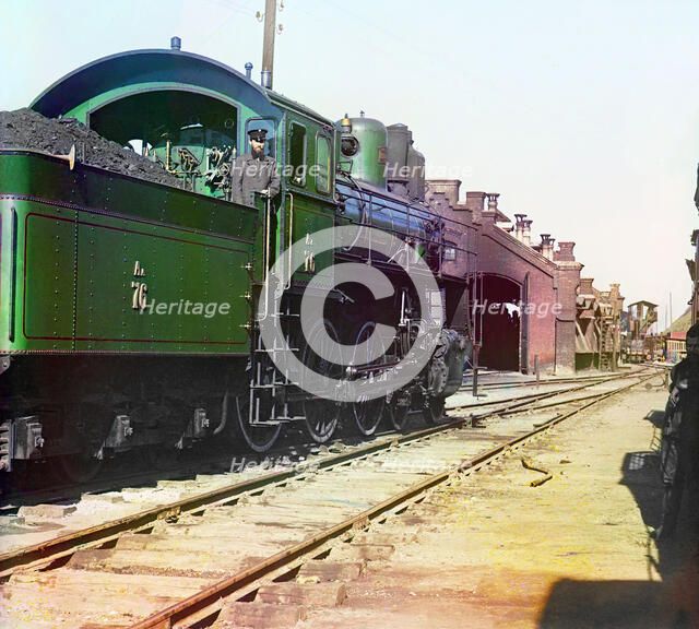 Locomotive and coal car at a railroad yard, between 1905 and 1915. Creator: Sergey Mikhaylovich Prokudin-Gorsky.