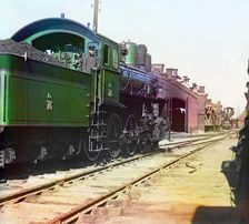 Locomotive and coal car at a railroad yard, between 1905 and 1915. Creator: Sergey Mikhaylovich Prokudin-Gorsky