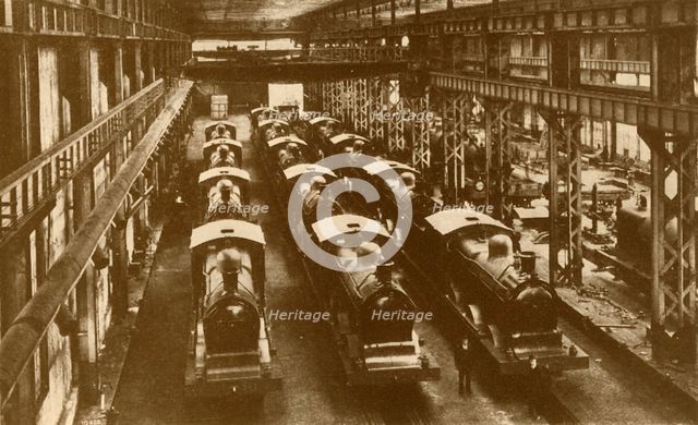 'Locomotives Ready for Shipment Overseas', c1930. Creator: William George Armstrong.