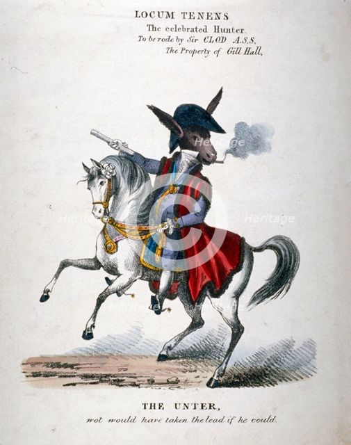 'Locum Tenens, the celebrated Hunter', 1830.                Artist: Anon