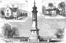 Lodge Gate; Vicarage; monument to the memory of Isaac Disraeli and Viscountess Beaconsfield, 1881. Creator: Unknown