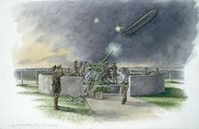 Lodge Hill Battery, firing at German zeppelin during First World War, c1910s, (c1980-2010). Artist: Peter Dunn