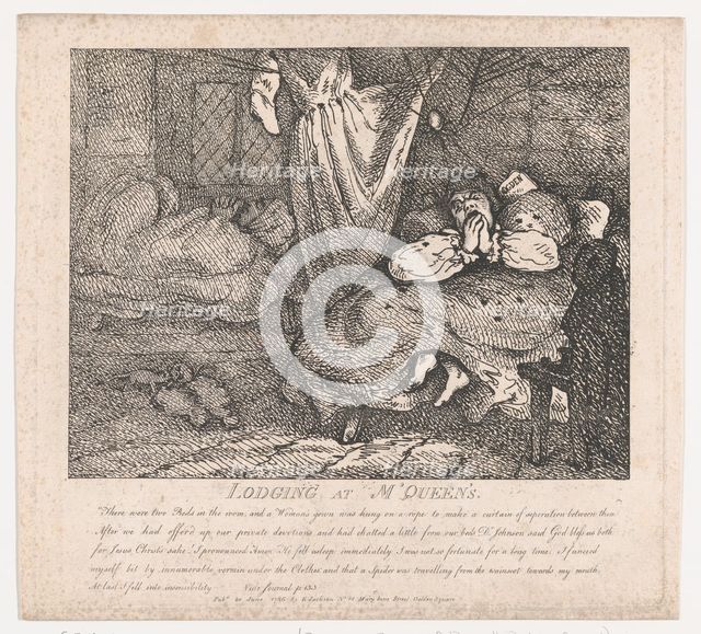 Lodging at M'Queen's (Picturesque Beauties of Boswell, Part the Second), June 20,..., June 20, 1786. Creator: Thomas Rowlandson.
