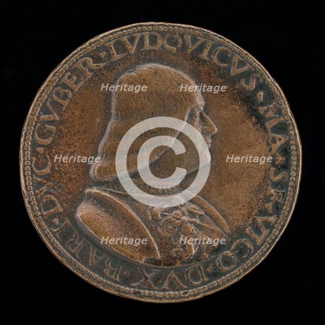 Lodovico Maria Sforza, called il Moro, 1452-1508, 7th Duke of Milan 1494-1500 [obverse], c. 1488. Creator: Cristoforo Foppa.