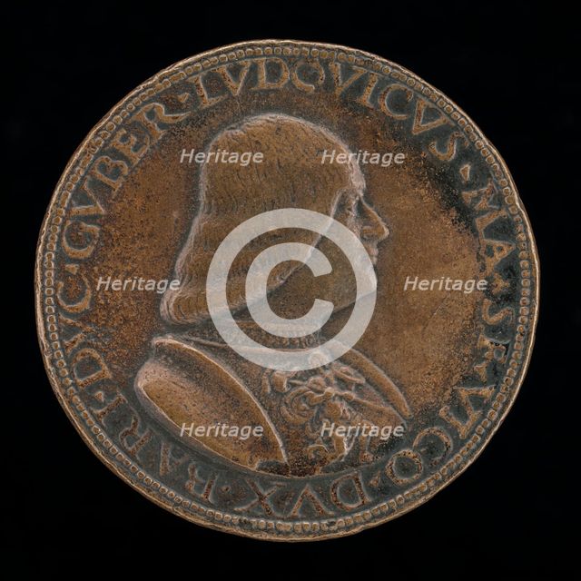 Lodovico Maria Sforza, called il Moro, 1452-1508, 7th Duke of Milan 1494-1500 [obverse], c. 1488. Creator: Cristoforo Foppa.