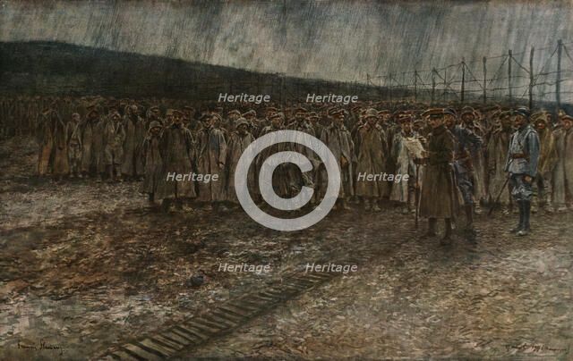 'L'offensive Francaise d'avril-mai 1917; Arrivee de prisonniers allemands,le 17 avril 1917..., 1917. Creator: Francois Flameng.