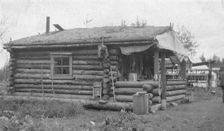 Log cabin, between c1900 and 1916. Creator: Unknown