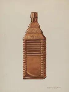 Log Cabin Flask, c. 1941. Creator: David S De Vault
