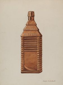 Log Cabin Flask, c. 1941. Creator: David S De Vault