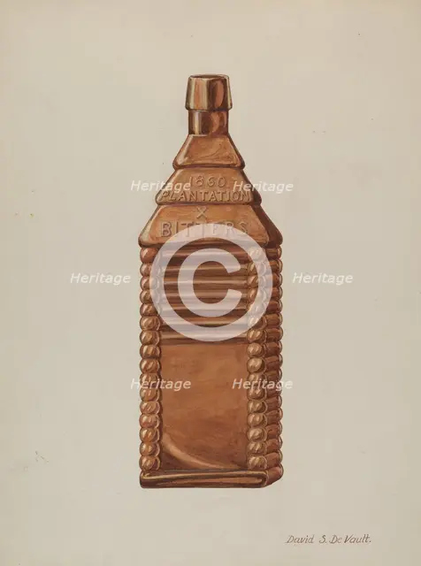 Log Cabin Flask, c. 1941. Creator: David S De Vault.
