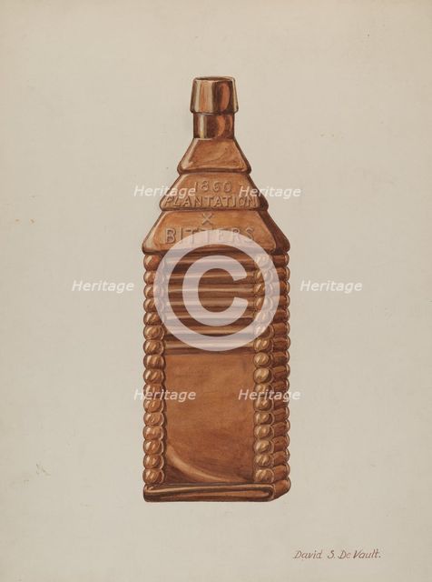 Log Cabin Flask, c. 1941. Creator: David S De Vault.