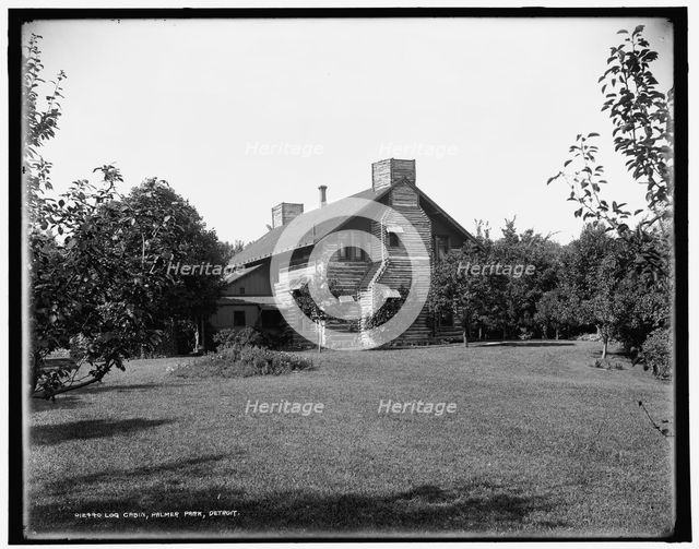 Log cabin, Palmer Park, Detroit, between 1890 and 1901. Creator: Unknown.