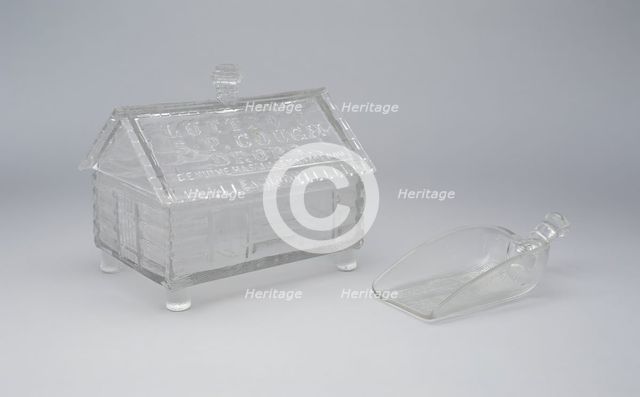Log Cabin pattern covered candy dish, c. 1875. Creator: Central Glass Company.