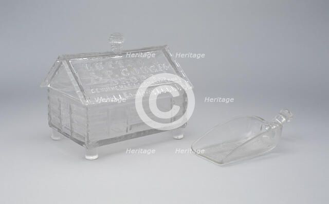 Log Cabin pattern covered candy dish, c. 1875. Creator: Central Glass Company.