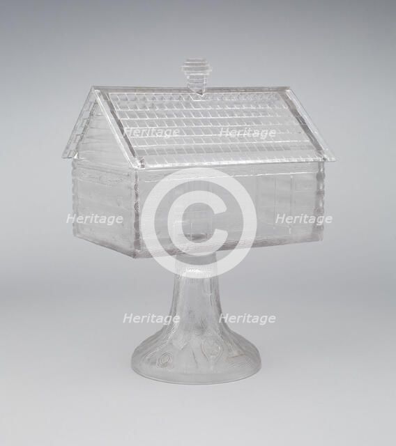 Log Cabin pattern covered compote, c. 1875. Creator: Central Glass Company.