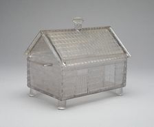 Log Cabin pattern covered dish, c. 1875. Creator: Central Glass Company