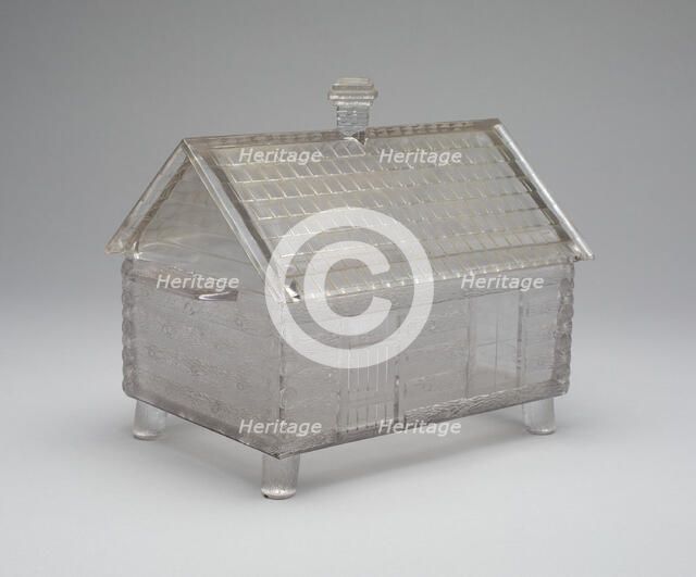 Log Cabin pattern covered dish, c. 1875. Creator: Central Glass Company.