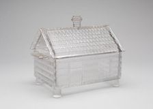 Log Cabin pattern covered dish, c. 1875. Creator: Central Glass Company