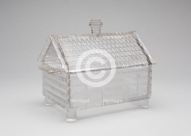 Log Cabin pattern covered dish, c. 1875. Creator: Central Glass Company.