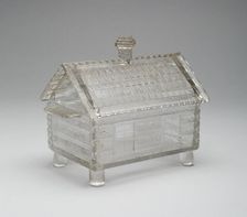 Log Cabin pattern covered dish, c. 1875. Creator: Central Glass Company