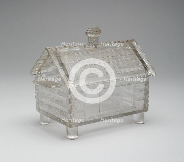 Log Cabin pattern covered dish, c. 1875. Creator: Central Glass Company.
