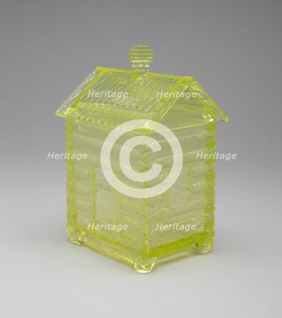 Log Cabin pattern covered sugar bowl, c. 1875. Creator: Central Glass Company.