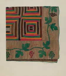 Log Cabin Quilt, 1935/1942. Creator: Charlotte Angus