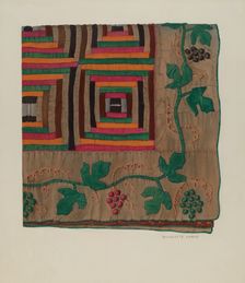 Log Cabin Quilt, 1935/1942. Creator: Charlotte Angus