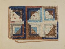 Log Cabin Quilt, 1935/1942. Creator: Elbert S. Mowery