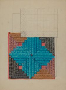 Log Cabin Quilt, c. 1936. Creator: Floyd R. Sharp