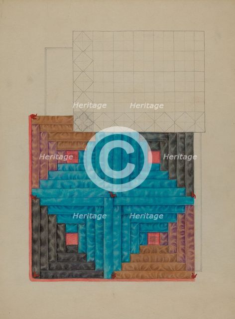 Log Cabin Quilt, c. 1936. Creator: Floyd R. Sharp.