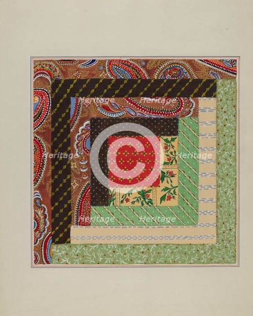 Log Cabin Quilt Square, 1935/1942. Creator: Cornelius Christoffels.