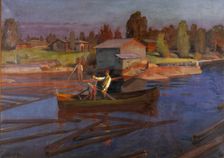 Log Driving, 1900. Creator: Albert Gebhard
