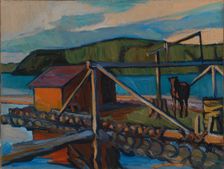 Log Driving Raft, 1923. Creator: Gabriel Engberg