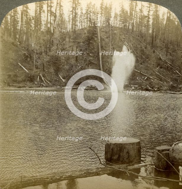 Log flume, Oregon, USA.Artist: Underwood & Underwood
