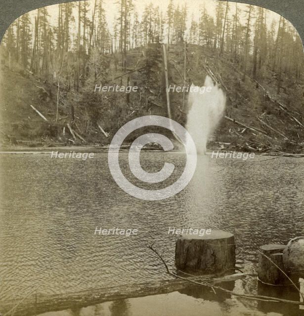 Log flume, Oregon, USA.Artist: Underwood & Underwood