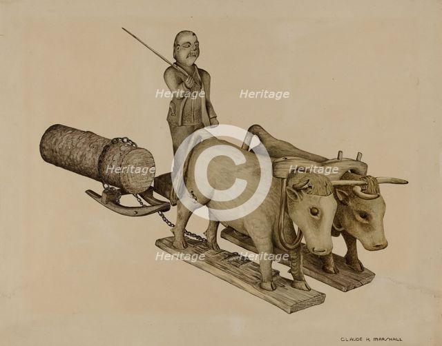 Log-Hauling, 1935/1942. Creator: Claude Marshall.