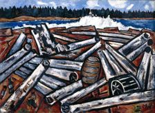 Log Jam, Penobscot Bay, 1940-1941. Creator: Marsden Hartley
