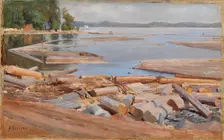 Log Raft, 1886. Creator: Albert Edelfelt