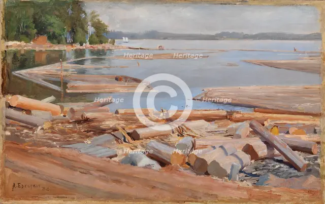 Log Raft, 1886. Creator: Albert Edelfelt.