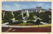 Logan Circle and the Public Library on Parkway, Philadelphia, Pennsylvania, USA, 1933
