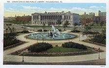 Logan Circle and the Public Library, Philadelphia, Pennsylvania, USA, 1926