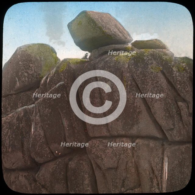 Logan Rock, near Treen, Cornwall, late 19th or early 20th century. Artist: Church Army Lantern Department