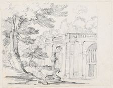 Loggia and Statuary in an Italian Garden, 1744/1750. Creator: Joseph-Marie Vien the Elder