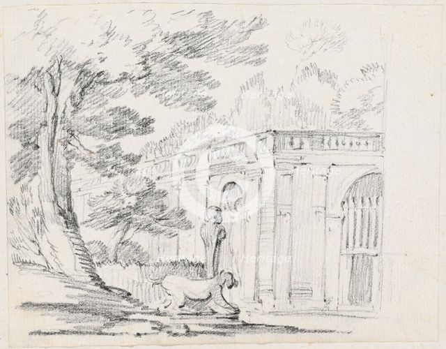 Loggia and Statuary in an Italian Garden, 1744/1750. Creator: Joseph-Marie Vien the Elder.