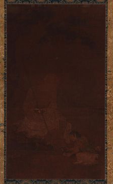 Lohan seated; an attendant kneeling before him, Yuan or Ming dynasty, 1279-1644. Creator: Unknown