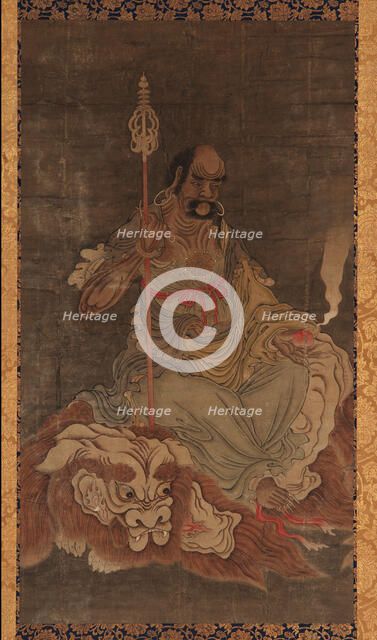 Lohan, seated upon a lion, Ming dynasty, 1368-1644. Creator: Unknown.