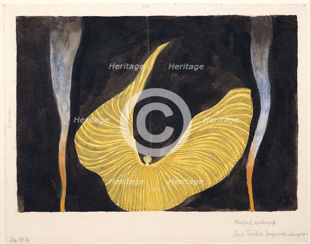 Loïe Fuller in the Dance The Archangel, 1902. Artist: Moser, Koloman (1868-1918)