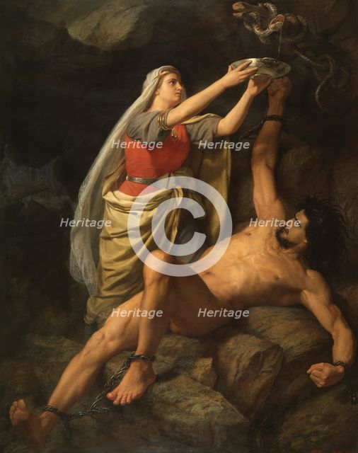 Loke and Sigyn, 1863. Creator: Marten Eskil Winge.